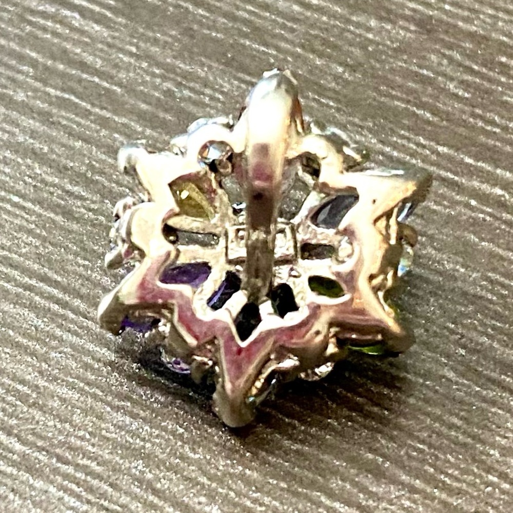 Sterling Silver Multi Gemstone Flower Pendant - image 2